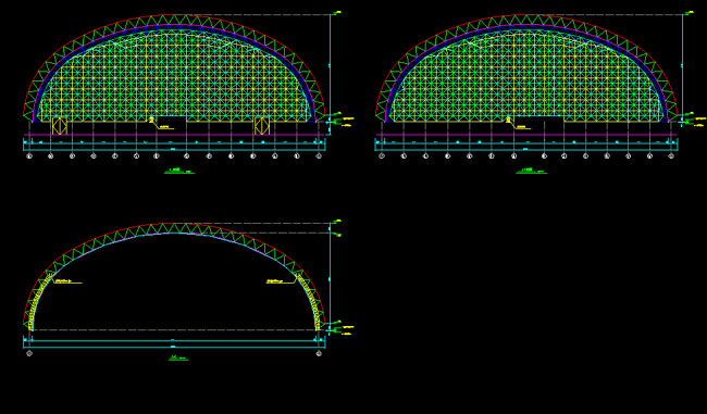 禹州跨度110米，拱高35_7米煤棚网架